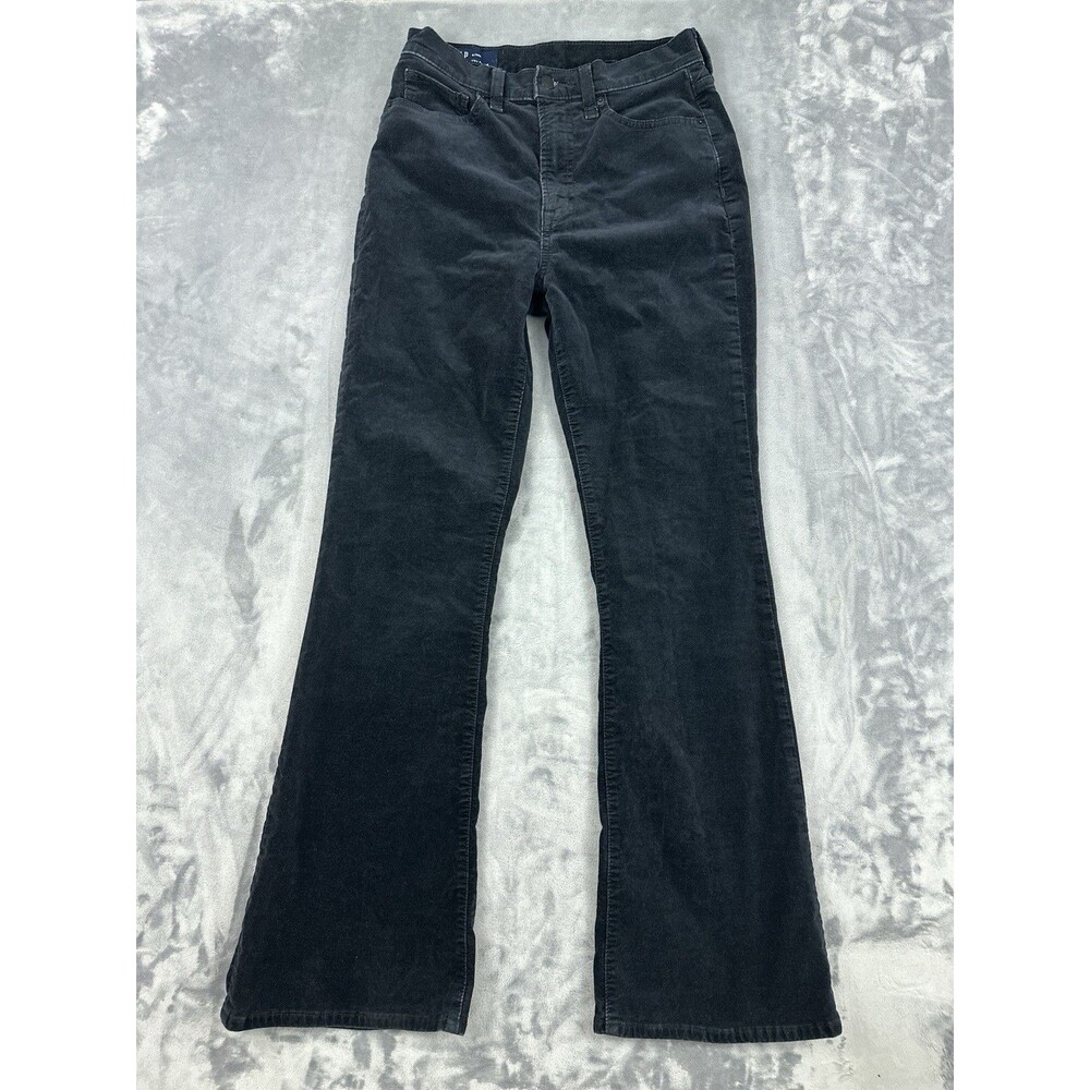 Gap Denim 70's Flare Velvet Pants Womens Size 6/28 Black High Rise Retro Y2K